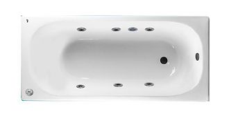 Ванна чугунная с гидромассажем джакузи Timo Standard 3V 170х75x46 без отверстий для ручек