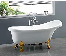 Акриловая ванна с гидромассажем Cerutti SPA C-2014-1 1500x750x730 на львиных алюминиевых золотых лапах